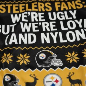 Personalized Pittsburgh Steelers Ugly Christmas Sweater - Funny Custom Text Steel Curtain Black and Gold Shirt