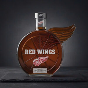 Detroit Red Wings Whiskey Bottle - 3D Winged Wheel Decanter
