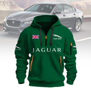 Custom Jaguar Hoodie - 3D Car Logo Pullover Sweatshirt with UK Flag