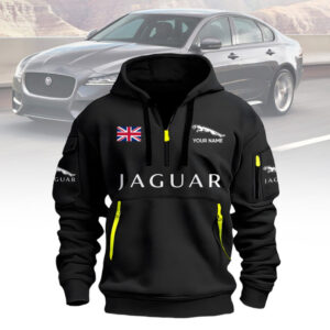 Custom Jaguar Hoodie - 3D Car Logo Pullover Sweatshirt with UK Flag