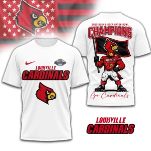 Louisville Cardinals Premium NCAA 2025 Bush Boca Raton Bowl Champions 3D Shirt