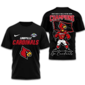 Louisville Cardinals Premium NCAA 2025 Bush Boca Raton Bowl Champions 3D Shirt