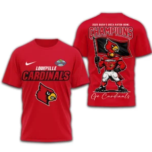 Louisville Cardinals Premium NCAA 2025 Bush Boca Raton Bowl Champions 3D Shirt