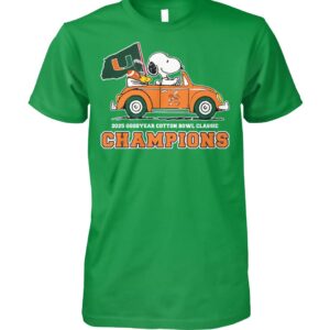 Miami Hurricanes x Snoopy Peanuts 2025 Cotton Bowl Champions T-Shirt