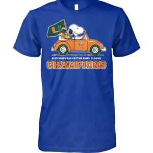 Miami Hurricanes x Snoopy Peanuts 2025 Cotton Bowl Champions T-Shirt