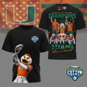 Miami Hurricanes Goodyear Cotton Bowl Champions T-Shirt