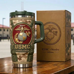 USMC Stanley Tumbler - 3D Eagle Globe and Anchor Emblem Camo Tumbler Cup