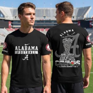 Alabama Crimson Tide 2025 Rose Bowl Champions Roster Custom Name T-Shirt