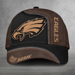 Eagles Personalized Name Leather Zipper Cap