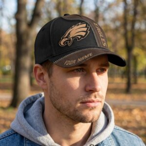 Eagles Personalized Name Leather Zipper Cap