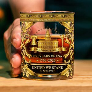 USA 250th Anniversary 1776-2026 Founding Legacy Whiskey Glass