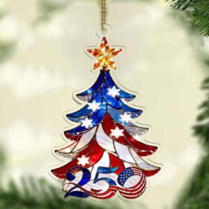 USA 250th Anniversary American Flag Christmas Tree Ornament