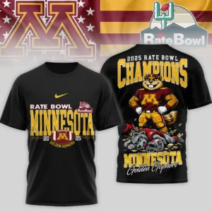Minnesota Golden Gophers 2025 Rate Bowl Champions T-Shirt