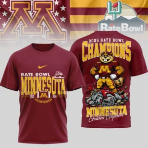 Minnesota Golden Gophers 2025 Rate Bowl Champions T-Shirt
