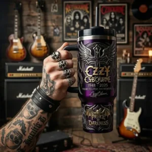 Ozzy Osbourne Prince of Darkness Thank You For The Memories Tumbler with Handle