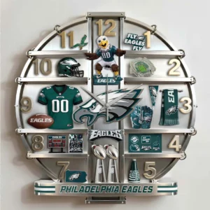 Philadelphia Eagles Super Bowl LII Champions Wall Clock