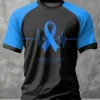 Prostate Cancer Awareness Blue Ribbon Heartbeat EKG T-Shirt