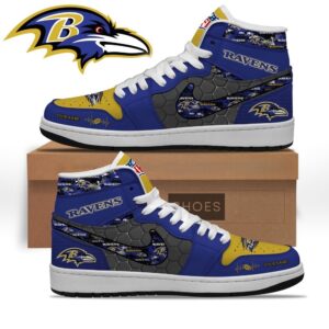Baltimore Ravens Personalized Name Heartbeat High Top Shoes