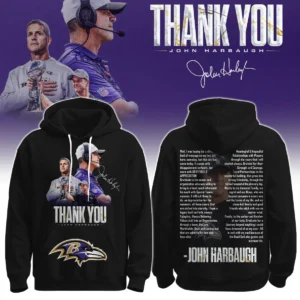 Baltimore Ravens Thank You John Harbaugh Signature Hoodie