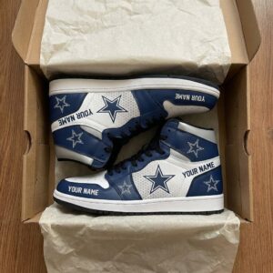 Dallas Cowboys Personalized Name Heartbeat Jordan 1 High Shoes