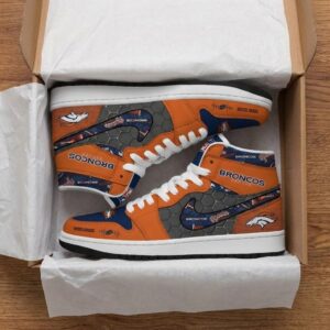 Denver Broncos Personalized Name Heartbeat High Top Shoes