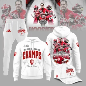 Indiana Hoosiers 2026 Chick-fil-A Peach Bowl Champs Hoodie and Joggers Set and Cap