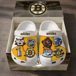 Boston Bruins Hockey Clogs With Charms