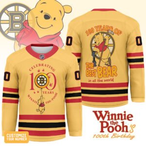 Boston Bruins Winnie the Pooh 100th Birthday Hockey Jersey