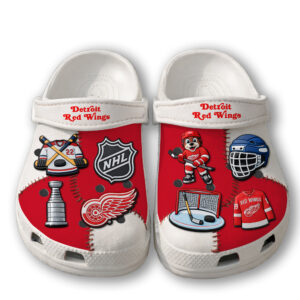 Detroit Red Wings Hockey Clogs With Charms