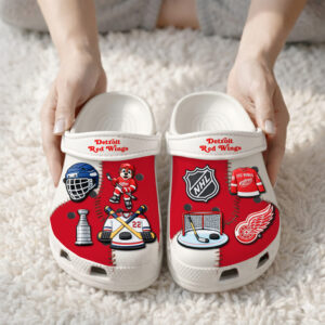 Detroit Red Wings Hockey Clogs With Charms