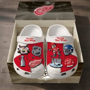 Detroit Red Wings Hockey Clogs With Charms