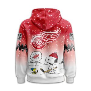 Detroit Red Wings Snoopy Peanuts Charlie Brown Winter Hockey 3D Hoodie