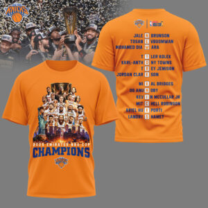 New York Knicks 2025 Emirates NBA Cup Champions Roster T-Shirt
