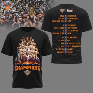 New York Knicks 2025 Emirates NBA Cup Champions Roster T-Shirt