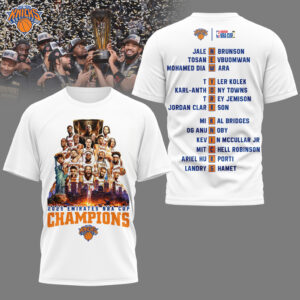 New York Knicks 2025 Emirates NBA Cup Champions Roster T-Shirt