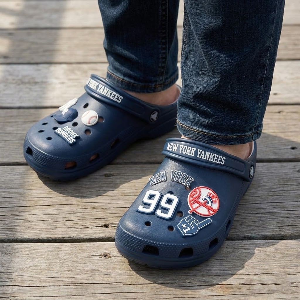 New York Yankees Custom Number Clogs With Charms