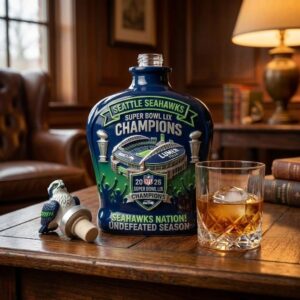 Seattle Seahawks Super Bowl LIX Champions 2026 Undefeated Season Whiskey Bottle