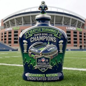 Seattle Seahawks Super Bowl LIX Champions 2026 Undefeated Season Whiskey Bottle