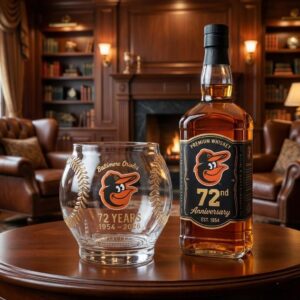 Baltimore Orioles 72 Years Anniversary 1954-2026 Whiskey Glass