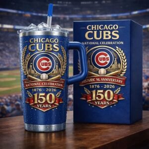 Chicago Cubs 150th Anniversary 1876 - 2026 Tumbler with Handle