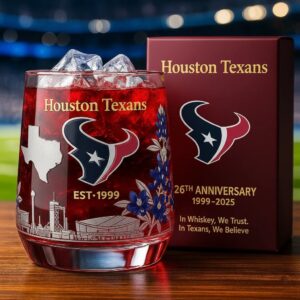 Houston Texans 26th Anniversary 1999-2025 Whiskey Glass