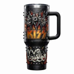 KISS Rock And Roll Band Studded Tumbler With Handle