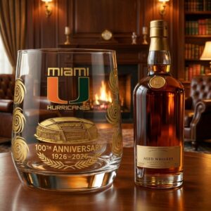 Miami Hurricanes 100th Anniversary 1926-2026 Whiskey Glass