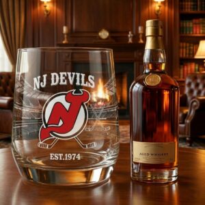 New Jersey Devils 52nd Anniversary Whiskey Glass