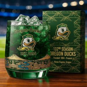 Oregon Ducks 132nd Anniversary Whiskey Glass