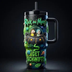 Rick and Morty Get Schwifty Tumbler with Handle
