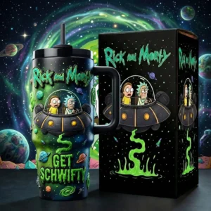 Rick and Morty Get Schwifty Tumbler with Handle