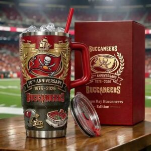 Tampa Bay Buccaneers 50th Anniversary 1976-2026 Tumbler with Handle
