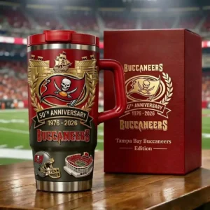 Tampa Bay Buccaneers 50th Anniversary 1976-2026 Tumbler with Handle