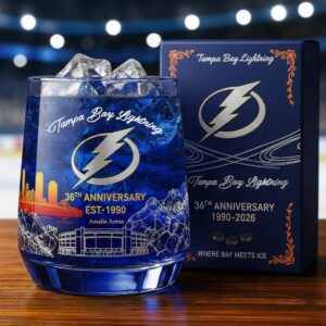 Tampa Bay Lightning 36th Anniversary 1990-2026 Whiskey Glass